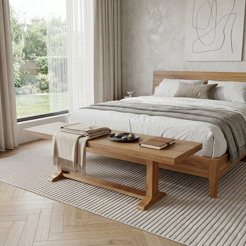 Banc en bois massif - Banc de cuisine avec dossier sans dossier, banc de bout de lit