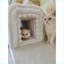 Banc de rangement repose-pieds avec nid à chat - Vent crème pour le salon, le vestibule, la chambre à coucher | Crème | Velours côtelé