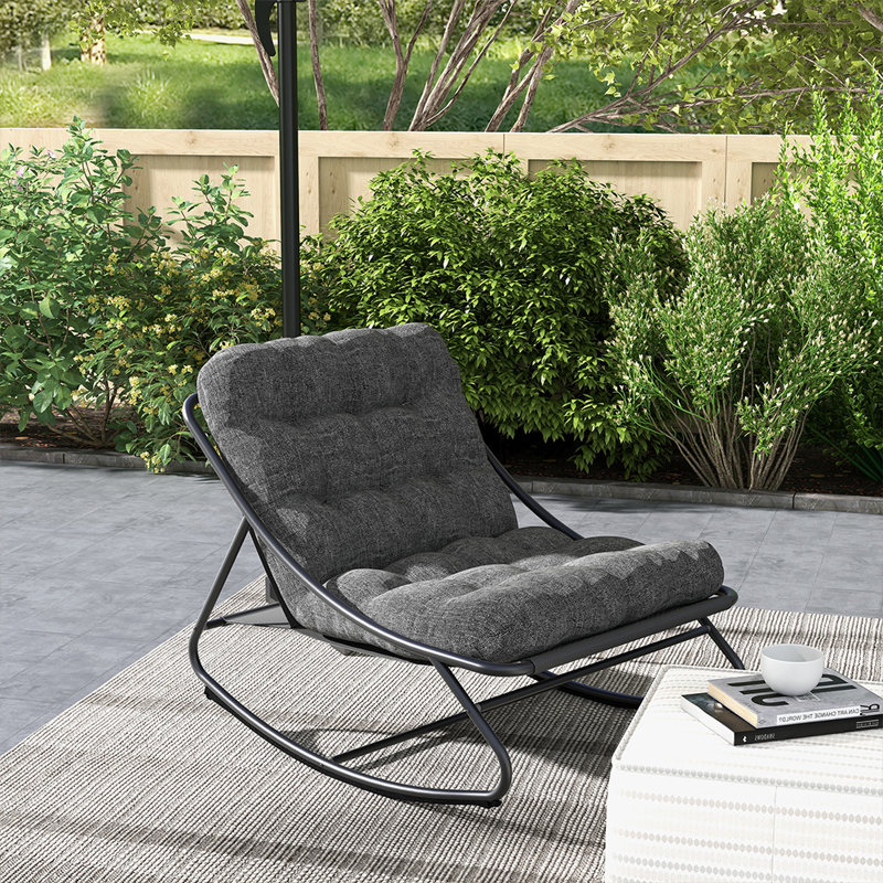 Caili Powder Coated Steel Outdoor Chair, Dark Gray, Dark Gray