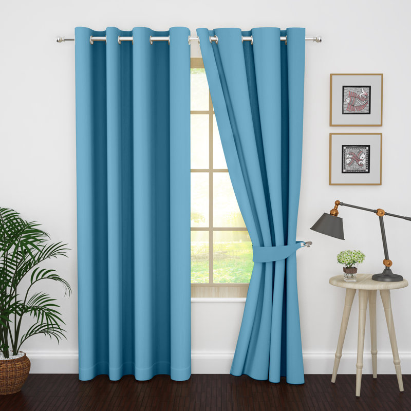 Blackout Curtain Pair, 46" W x 84" L, Light Blue