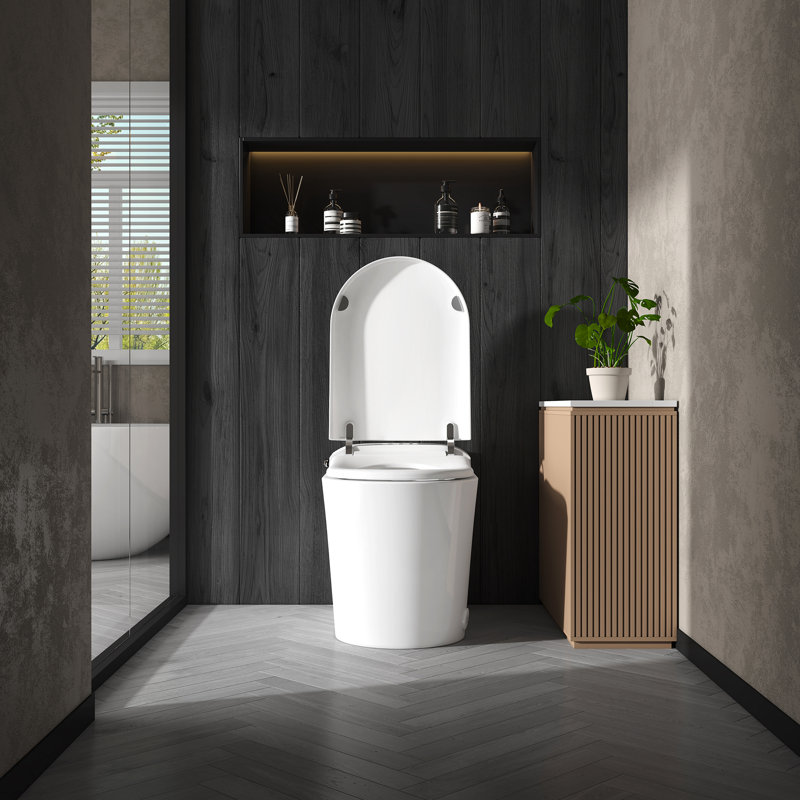 Smart Toilet with ADA Chair Height, Warm Bidet Wash & Dryer, Auto Open/Close Lid, UV Sterilization, Smart Dual Flush, Fragrance System, Auto/Emergency Flush, Foot Sensor, Remote Control