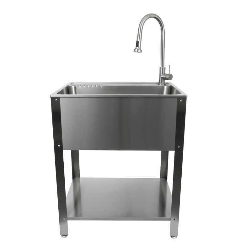 Évier à lessive autoportant tout-en-un L 28 po x l 22 po avec robinet