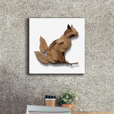 Toile épique Graffiti «Falling Leaves Cat» par Ann Klee, 18 po x 18 po