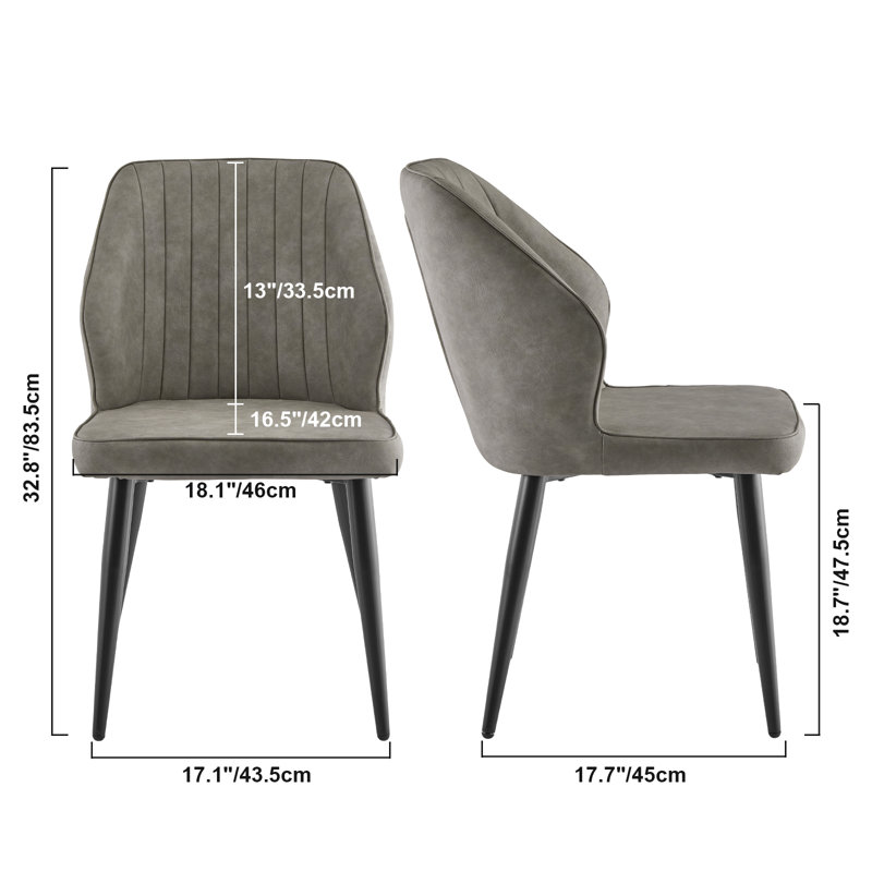 Upholstered Metal Dining Chair, Grey