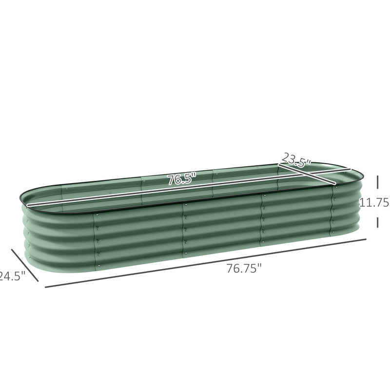 Galvanized Metal Raised Garden Bed, 6.4' X 2' 1', Outdoor Planter Box With Edge, For Flower, Herb & Vegetable Growth, Easy To Assemble, Self-Draining, Modular Structure Bed Kit, 75.61" Length 24.5"