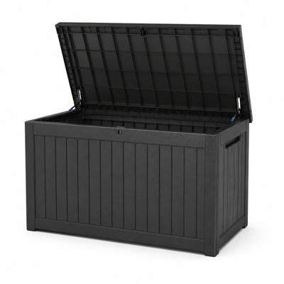 Boîte de rangement de 150 gallons en résine durable pour l'extérieur, idéale pour les meubles de jardin