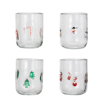 Verres à boire ronds avec motif d'icônes des Fêtes