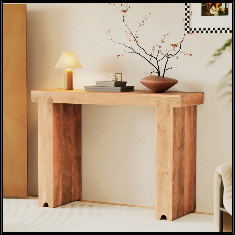 Table d'entrée en bois de manguier de ferme, table de canapé épaissie de 45 pouces, console étroite minimaliste pour une vie moderne et durable.