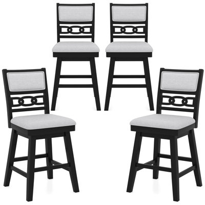 25" Swivel Counter Height Chairs with Upholstered Hollow Backrest
