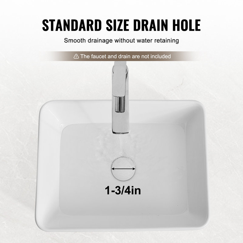 PERFECT 18.98 " 5.3 " Tall Ceramic Bathroom Sink