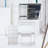 Middle Size Left Bedside Cabinet Vanity Table + Cushioned Stool, Large Sliding, Touch Control, Tri-Color Switching, Brightness Adjust LED Mirror, High Capacity Storage, Suitable For Middle Space