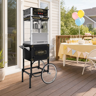 Vintage Popcorn Cart With Wheels - Movie Theater-Style Popcorn Machine For Home, Events & Parties