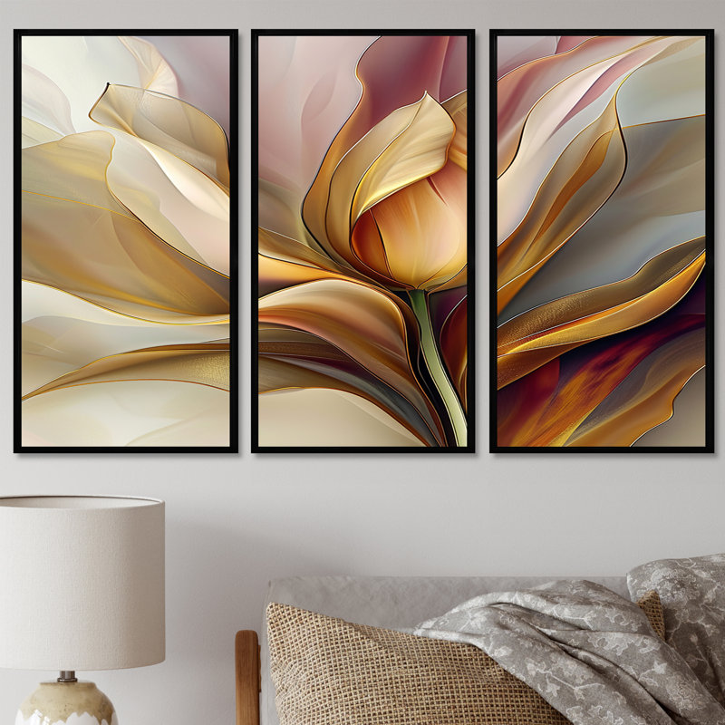 Colfontaine - Ensemble d'art mural tulipe, Cadre flottant noir, H 40 po x l 60 po x P 1 po