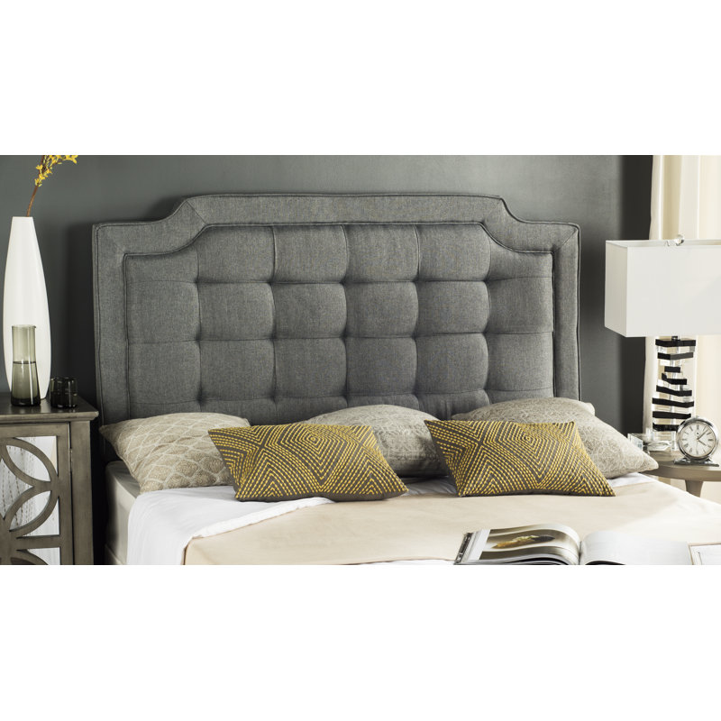 Tête de lit en tissu d'ameublement Findlay, Double, Lin gris