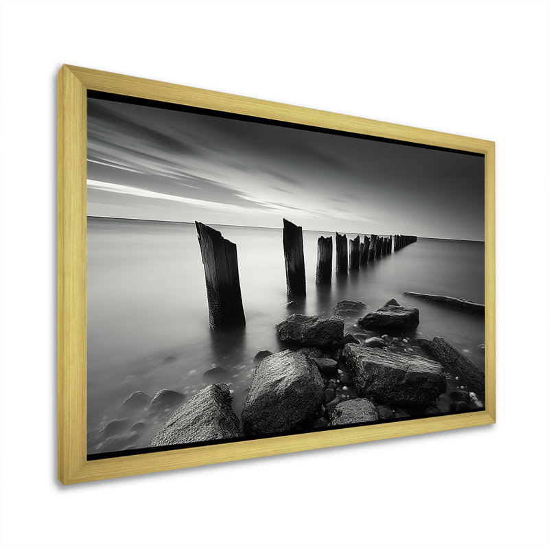 Reiner - impressions sur toile de bateau, Cadre doré simple, H 16 po x l 32 po x P 1 po