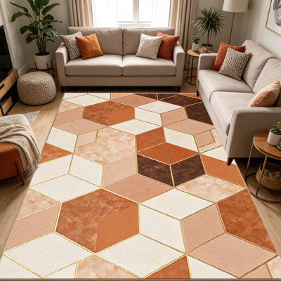 Tapis en terre cuite Marble Hexagon