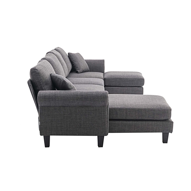 Canapés modulaires rembourrés 3 pièces Aindrea, Polyester gris anthracite