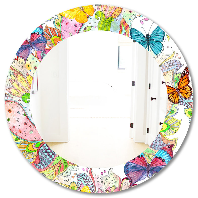 Miroir mural papillon et bohème éclectique, H 31,5 po x l po