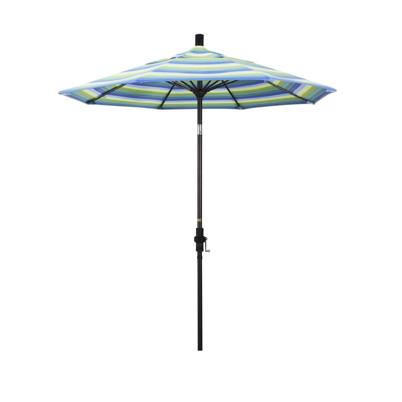 Parasol de marché 7,5 pi Brent, Sunbrella® bord de mer Séville rayé, Noir, noir, noir, noir