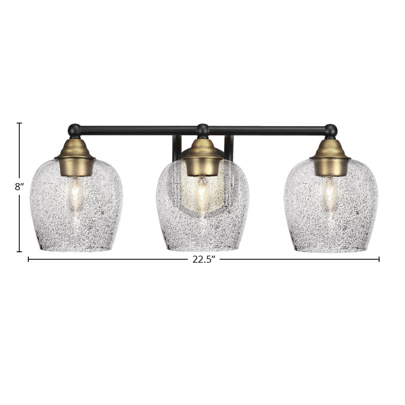 Michell 3-Light Bath Bar, Smoke Bubble, Matte Black/Brass