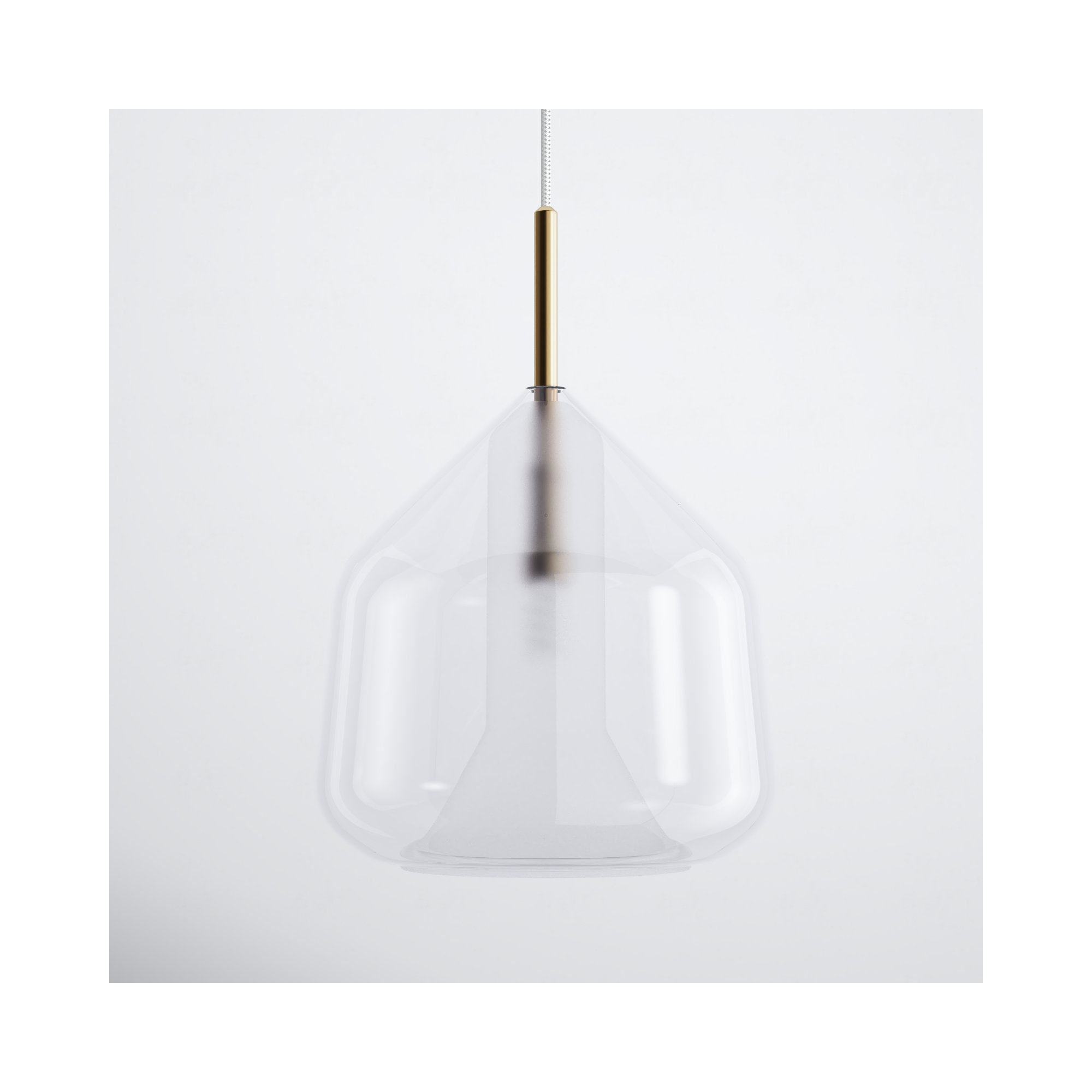 Ryia Single Light Glass Steel Dimmable Pendant, Satin Brass, Clear