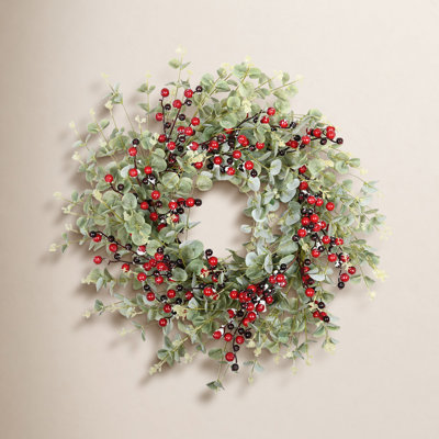 26" Handcrafted Eucalyptus, Berry Christmas Wreath