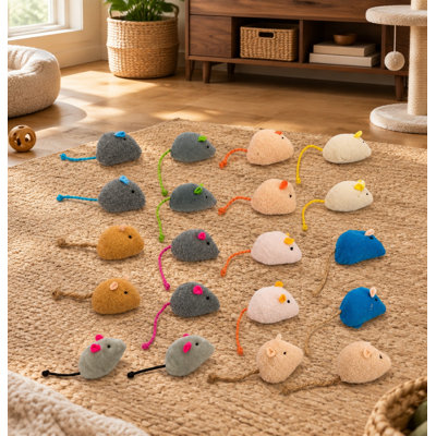 Lot de 20 jouets en peluche en forme de souris à l'herbe à chat, couleurs assorties, jouets interactifs et résistants pour chatons d'intérieur et chats adultes.