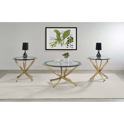 Ensemble de tables basses et de tables de bout modernes avec bases incurvées et verre trempé Modern