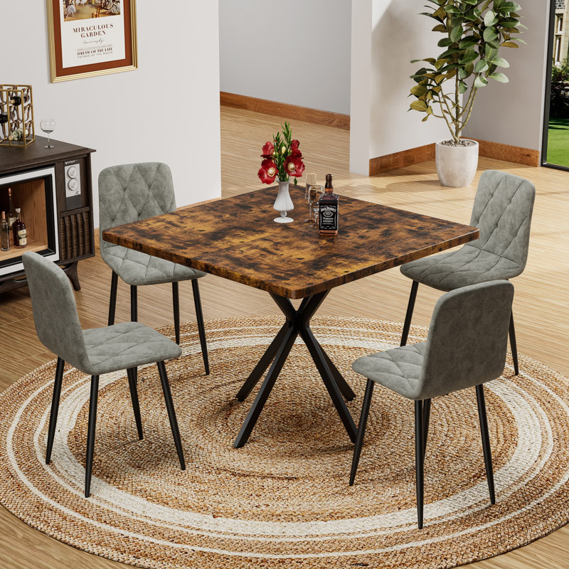 Upholstered Bar Stools Set of 4, Grey