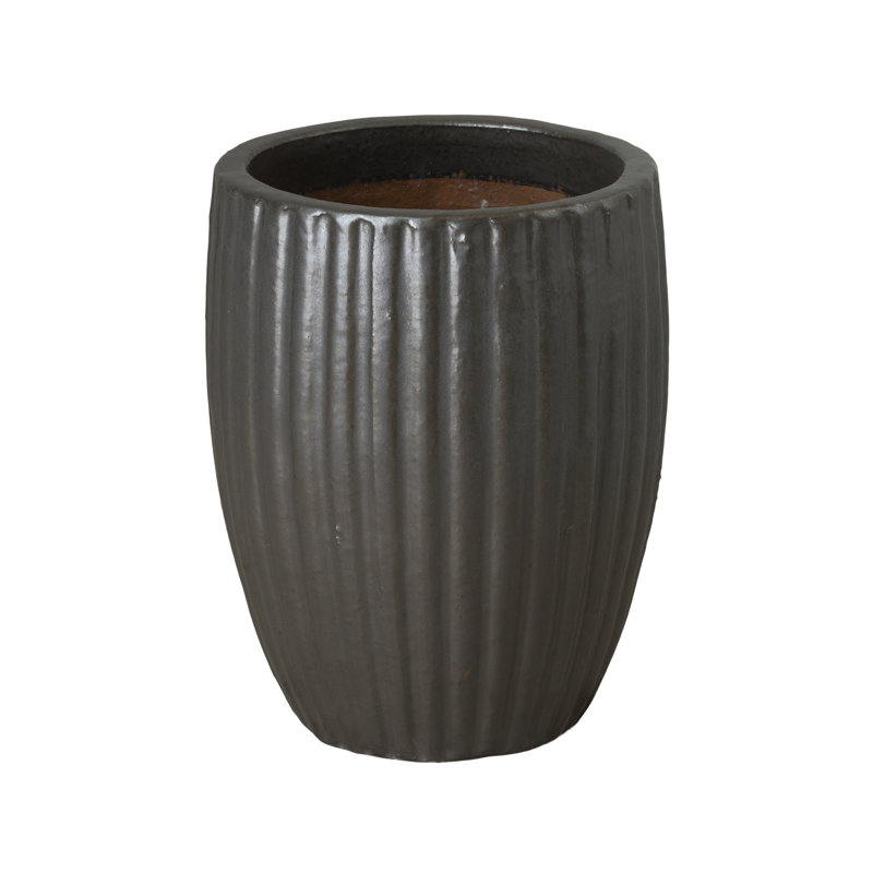 Hensler Handmade Ceramic Planter, Matte Black, 20" H x 16" W x 16" D