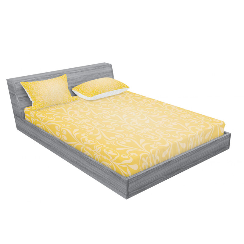 Microfiber Damask Sheet Set, Full Sheet + Fitted Sheet + 2 Pillowcases