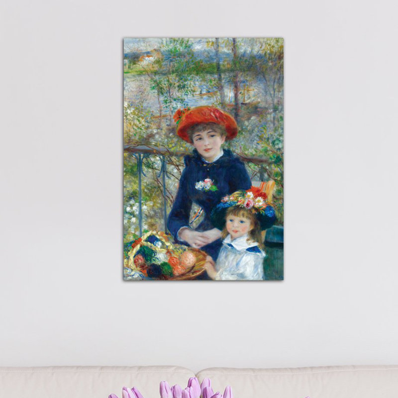 Deux soeurs (sur la terrasse) 1881 par Pierre-Auguste Renoir - Reproduction d'art sur toile, H 26 po x l 18 po x P 1,5 po