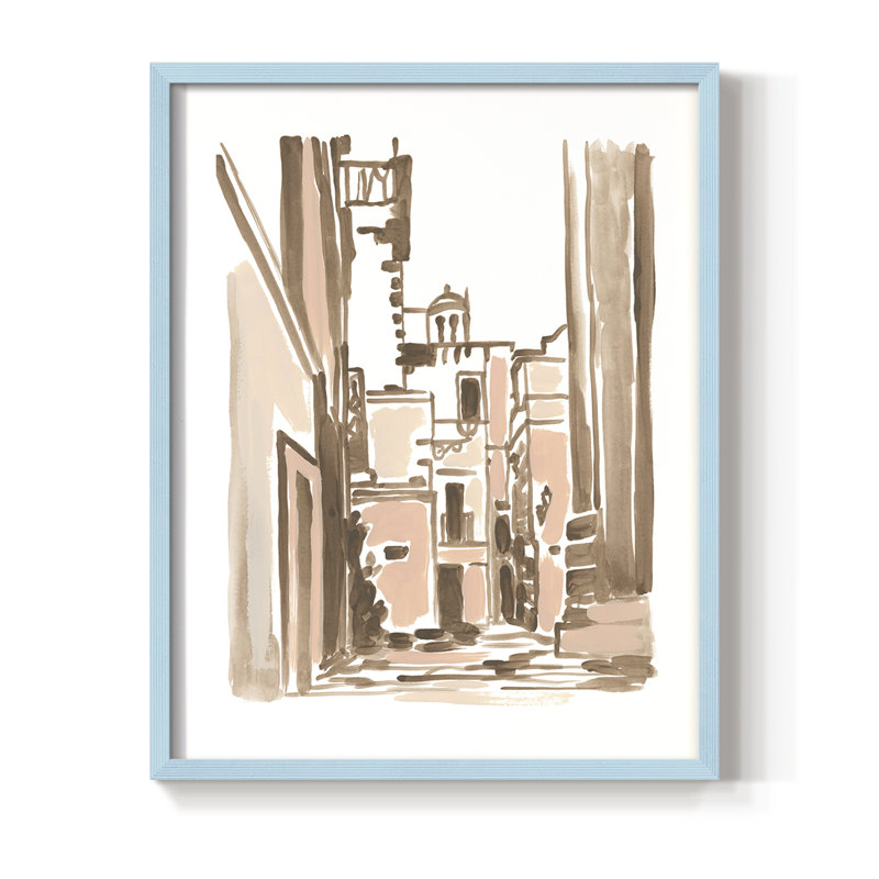 Blush Architecture Study II, reproduction encadrée - bois massif, Bleu, H 10 po x l 8 po