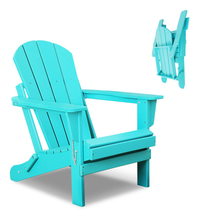 Chaise Adirondack pliante en plastique Farrahn, Bleu