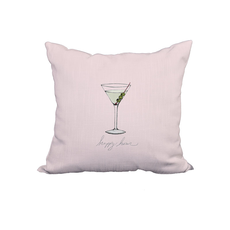 Housse et insert de coussin en coton Martini Happy Hour, 18 po x 18 po, Rose