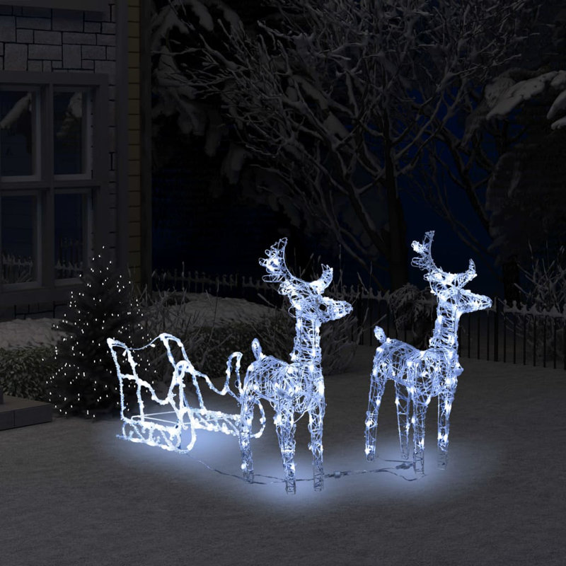 3 Piece Reindeer and Sleigh Lighted Display Set