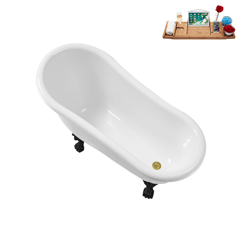 1348.7mm x 650.2mm Soaking Acrylic Bathtub, Matte Black, Brushed Gold