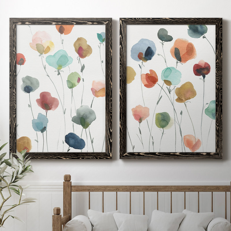 «Lollipop Garden I», ensemble de 2 impressions, Toile encadrée, H 31,5 po x l 47 po x P 1,5 po, Noir