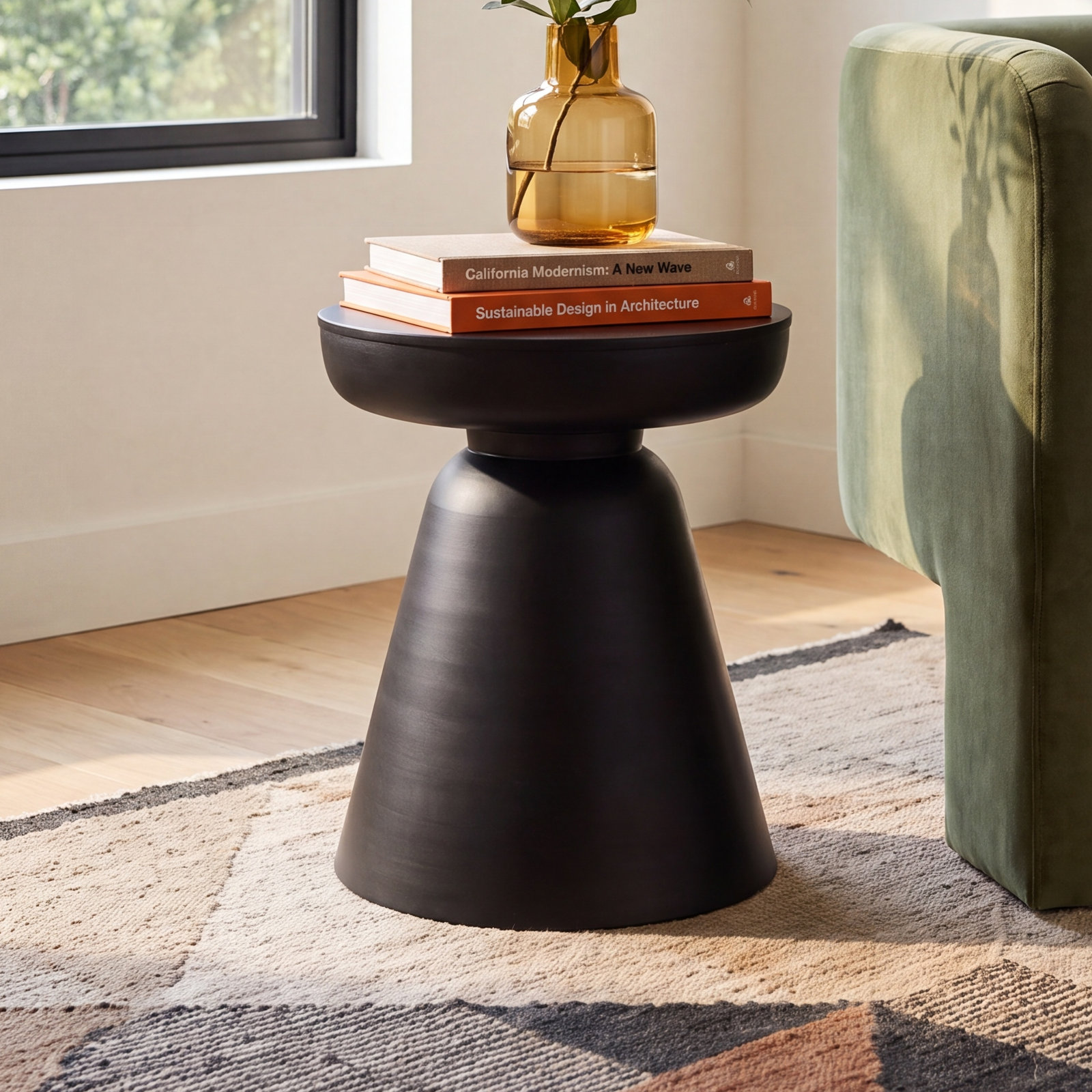 Vanola 16" End Table, Smooth Black