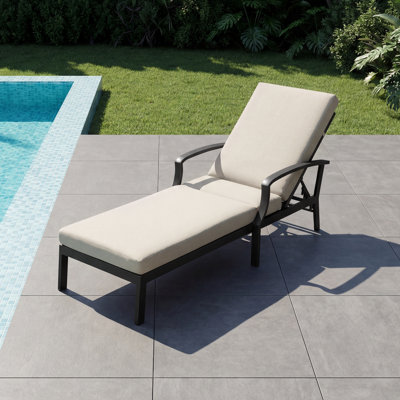 SeeHill Pool Lounge Chair, Aluminum Outdoor Chaise Lounge with Thick Cushion, Outdoor Lounger Pool Furniture with 6-Position Adjustable Backrest, Patio Lounge Chair for Outside, Deck