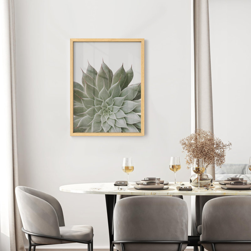 «Lush Green Succulent Botanical Nature Illustration Small Decor Art Work», H 14 po x l 11 po, Naturel