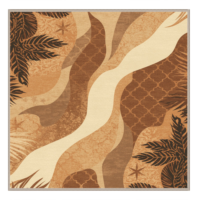 Tapis marocain d'inspiration mondiale Peksenak lavable à la machine en brun - reliure beige, 8 pieds carrés