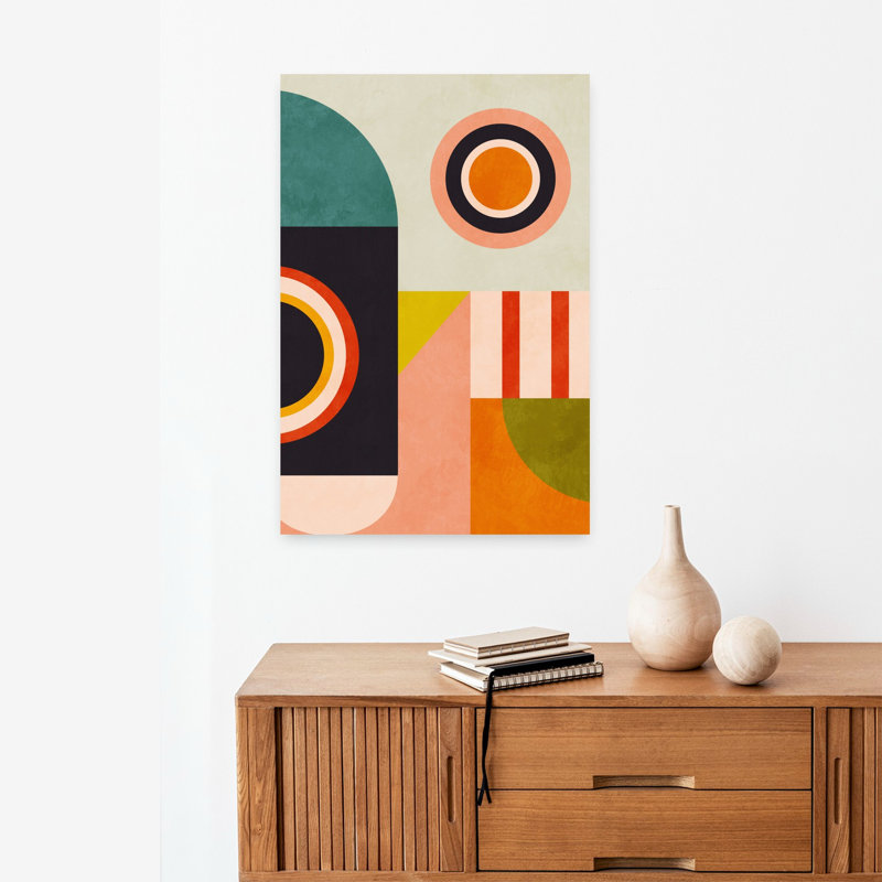 Art contemporain abstrait géométrique coloré, H 24 po x l 16 po