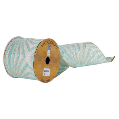 4" x 10 Yard Teal Metallic Prism Wired Ribbon.