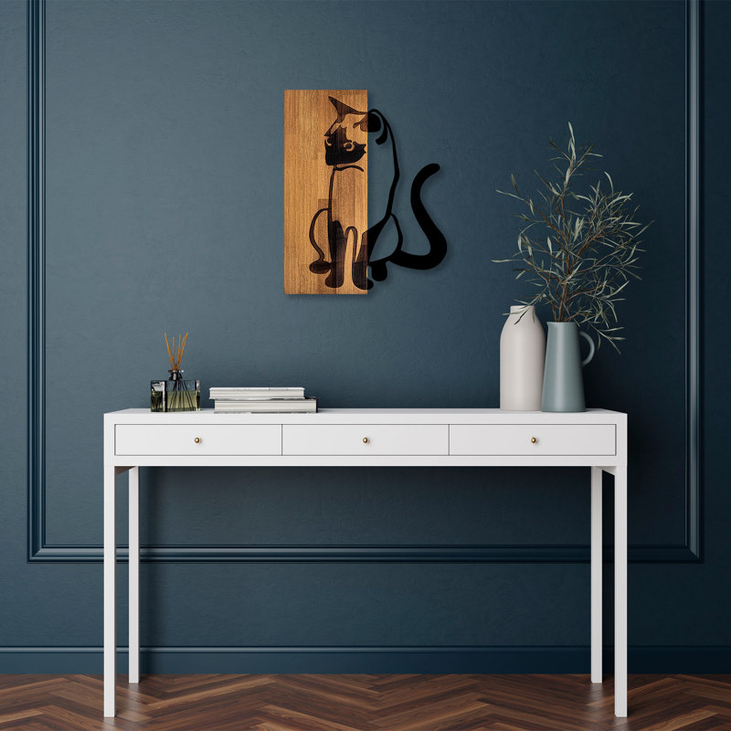 Elegant Decorative Wooden Wall Accessory, Walnut & Black, 18.5 x 22.8 inches | 50% Solid Wood (Thickness: 1.2 inches) & Metal (Thickness: 0.06 inches) | Unique Color Variations, Perfect for Home Decor & Modern Aesthetics