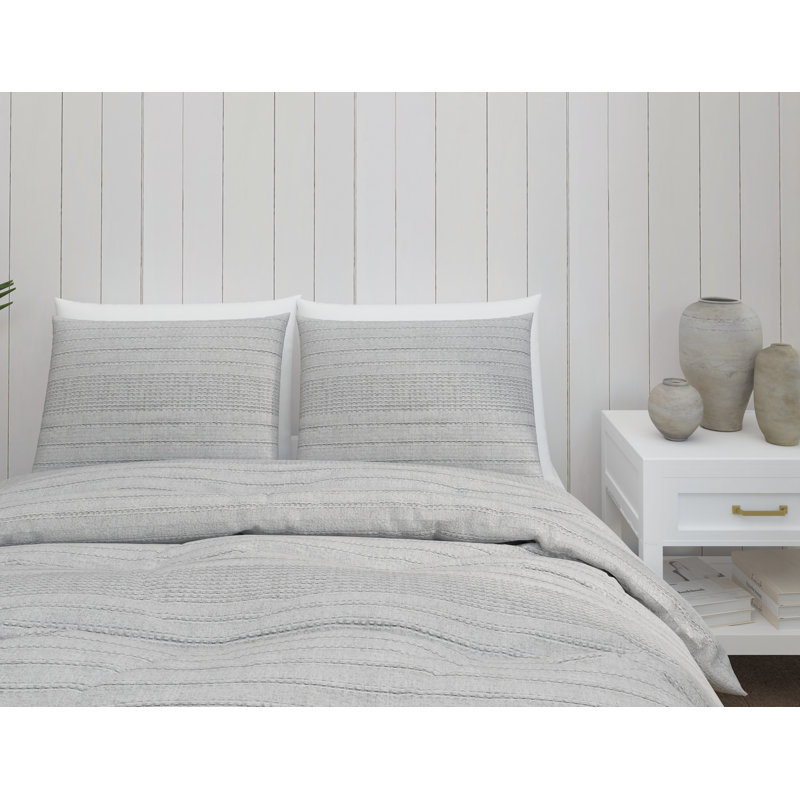 Gray Cotton Waffle Twin Comforter Set with Pillow Sham
