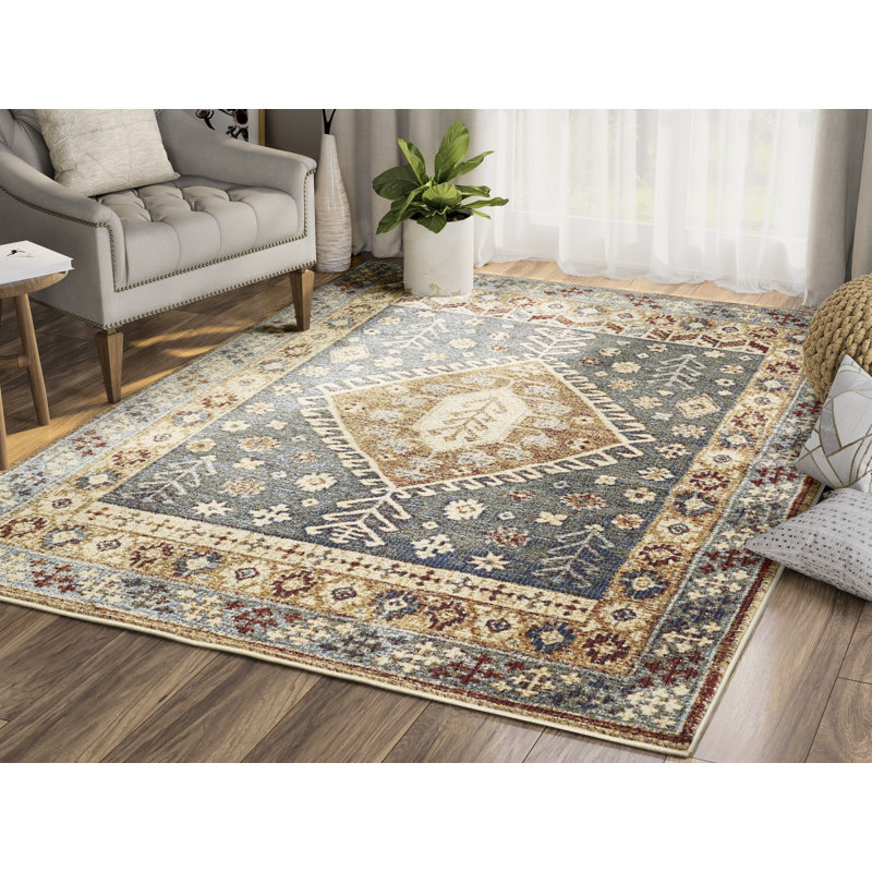 Tapis gris / beige / rouge tissé à la machine Moloney, Rectangle 5 pi 3 po x 7 pi 6 po