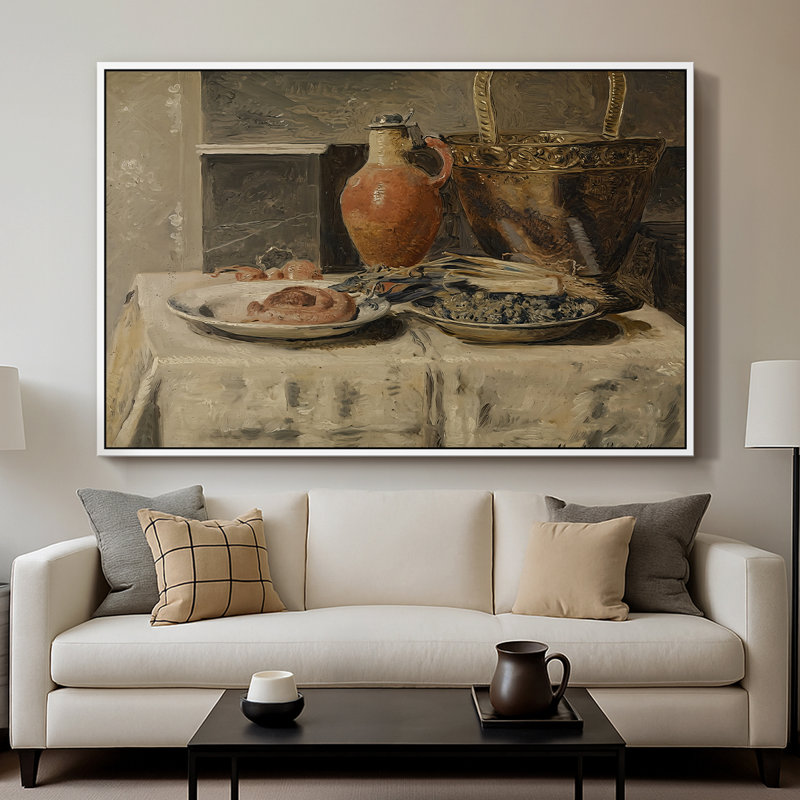 Nature morte avec pot, v. 1881-1885 - Henri de Braekeleer, toile tendue avec châssis, 26 x 40, Blanc