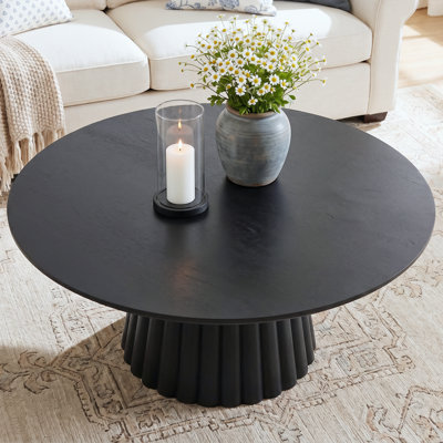 40" Round Solid Wood Coffee Table, Modern Center Table for Living Room