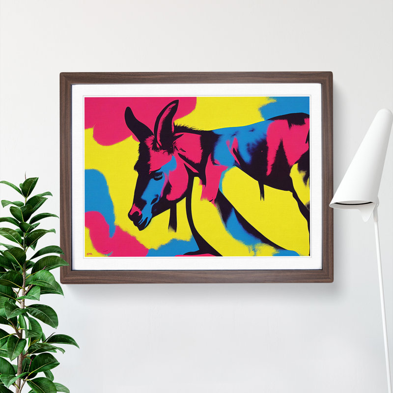 Colourful Donkey Art Vol.3 Abstract - Single Picture Frame Print, 25cm H x 34cm W x 2cm D, Walnut